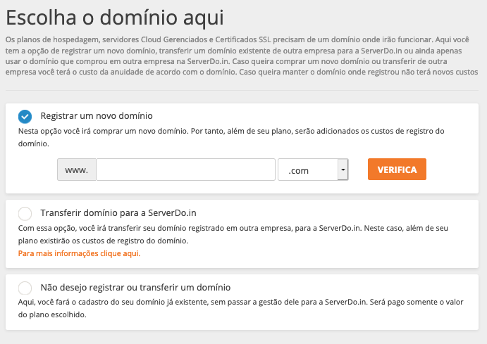 Após escolher seu Certificado SSL você precisa definir em qual domínio ele será instalado.